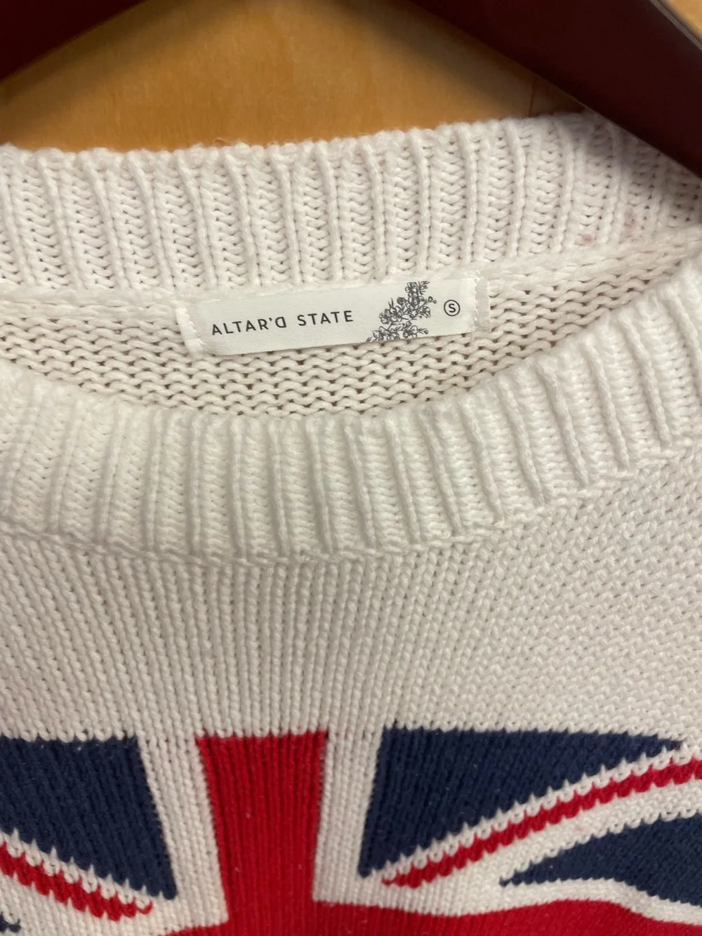 Altar’d State Union Jack Flag Sweater – Size Small